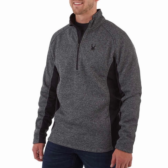 🆕 Spyder Men's Half-Zip Outbound Stryke Sweater Jacket - M - Grey - Picture 1 of 8